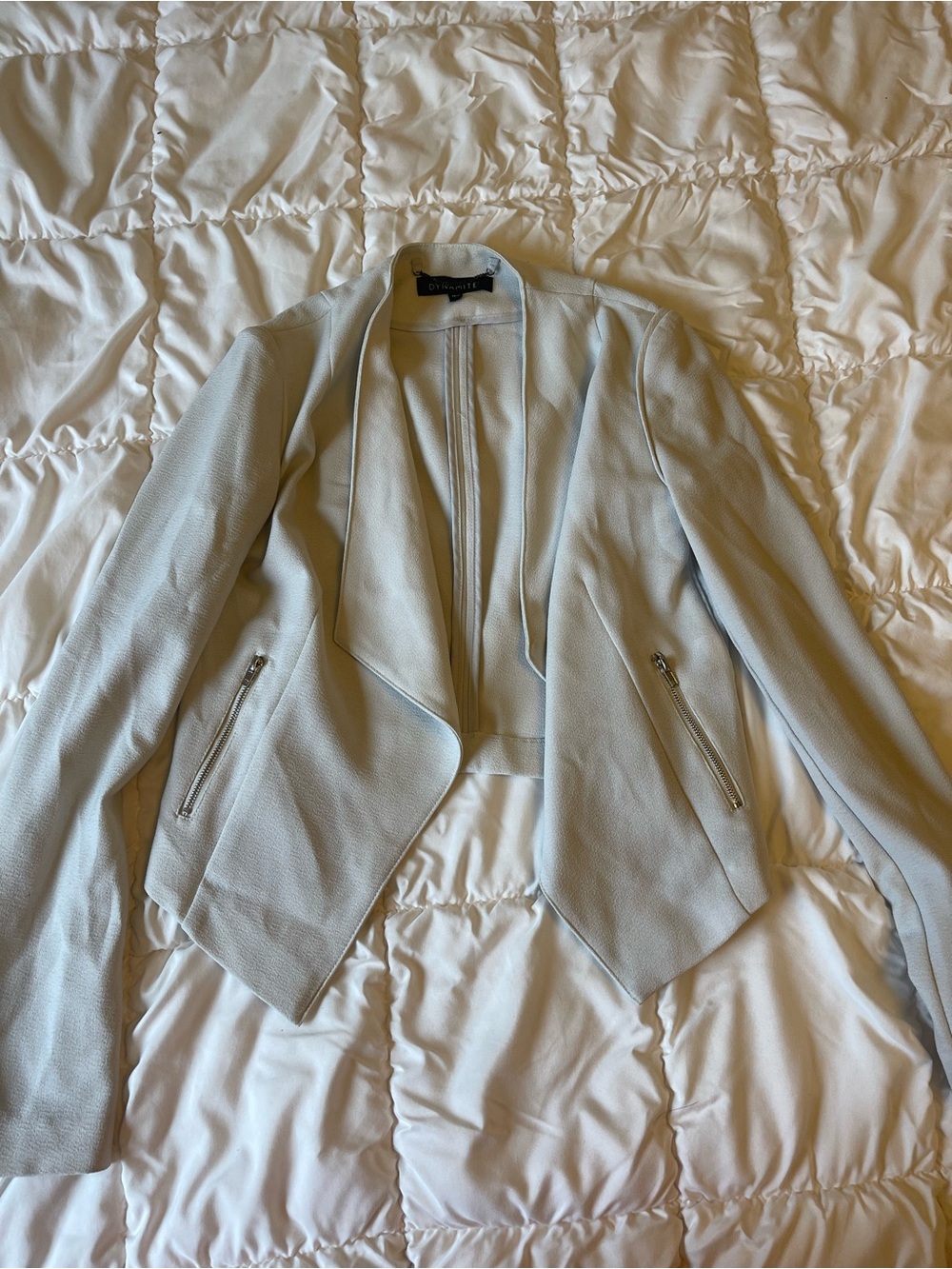 Dynamite Pale Gray Open-Front Blazer Jacket